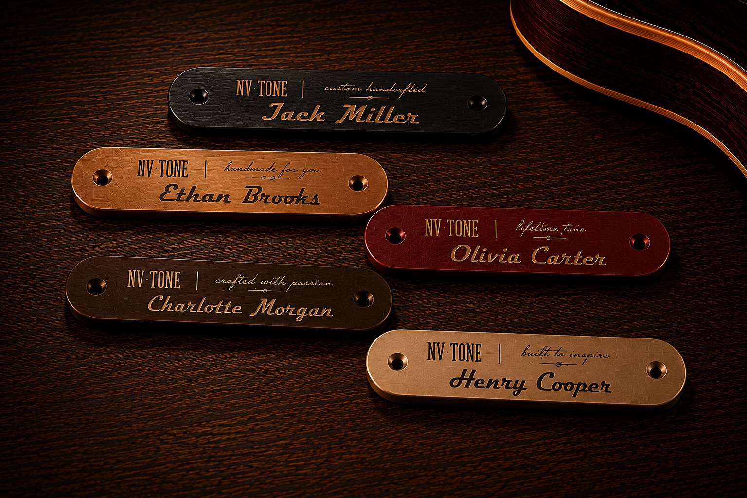NV Tone Signature Tops custom engraved pickup covers
